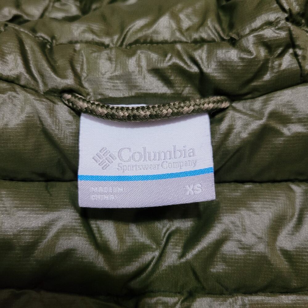 Columbia Hooded Puffer Jacket Parka Womens XS Green Long Quilted - Picture 9 of 10